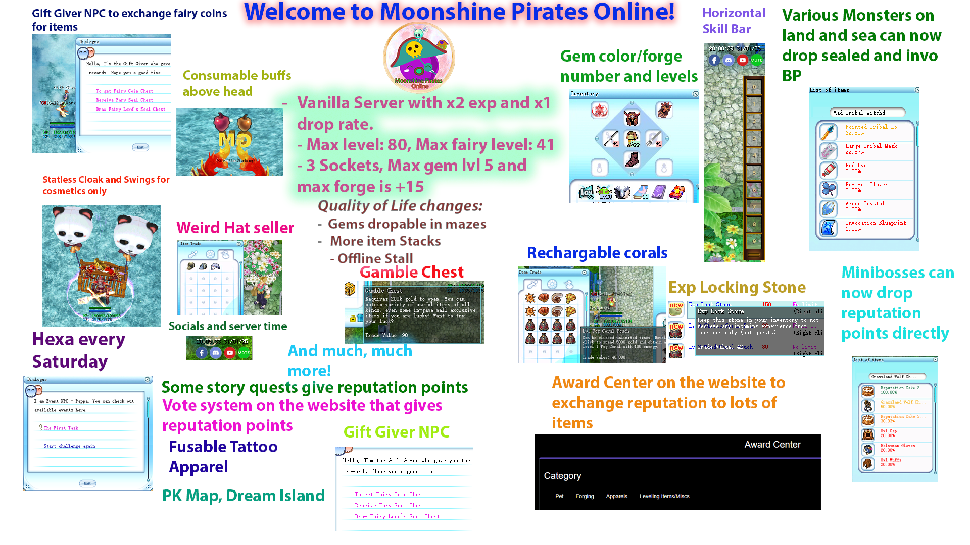 Desktop feature overview for Moonshine Pirates Online